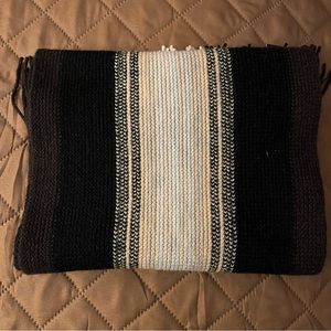 UGG neck fringed soft wool scarf. NWT. Neutral colors. Black brown and tan.